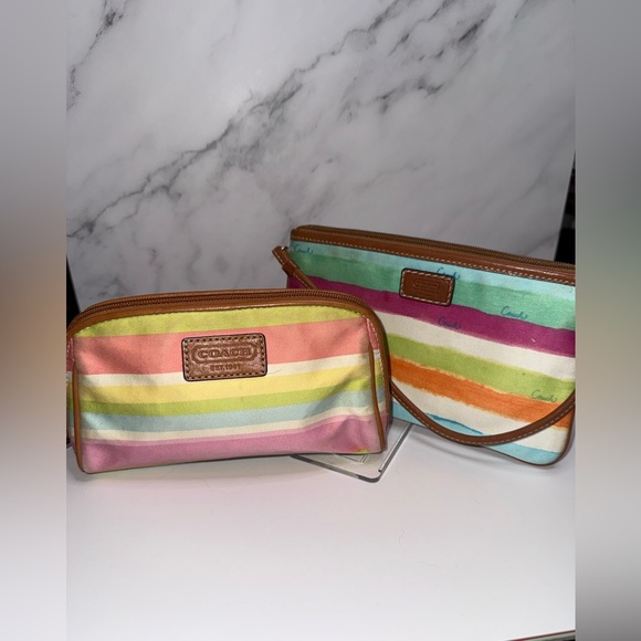 Coach Handbags - Authentic Coach Summer Stripes Wristlet and Pouch Set